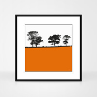 Landscape print of Ilkley, West Yorkshire by designer Jacky Al-Samarraie.  The print is shown in a frame for reference.