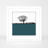 Landscape print of Whitby, Yorkshire by designer Jacky Al-Samarraie.  The print is shown in a frame for reference.