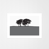 Landscape print of Skipton, Yorkshire by designer Jacky Al-Samarraie, mounted and framed.