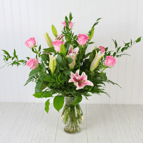 Pink Fragrant Lilies & Roses