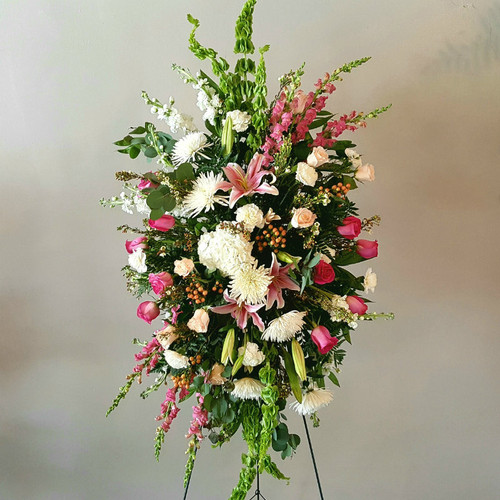 Queen's Tribute Standing Spray Sympathy Flowers Midwood Flower Shop | Charlotte Florist Delivery Service