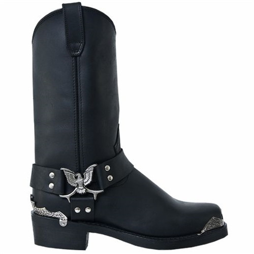 靴 Dingo Lad Black Harness Boots Dingo Men's Black Harness Boots with Eagle Tips | Leather Bound NJ