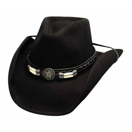 Bullhide Skynard Black Wool Western Hat with Beaded Band | Leather