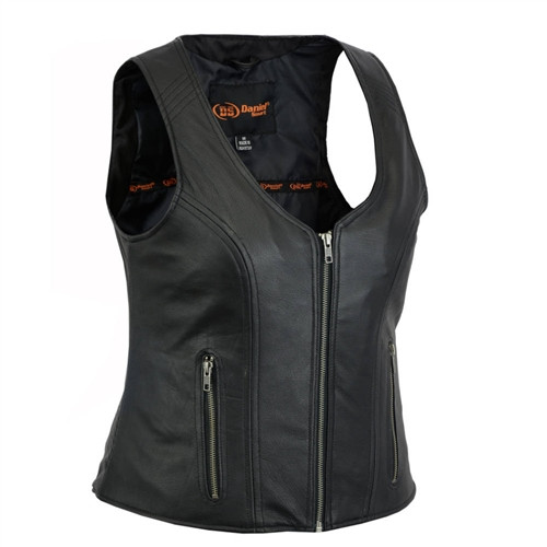 Leather Waistcoat Leather Biker Vests For Sale Zip Front Women's