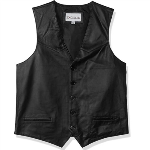 chinese dress ladies Men's Classic Club Style Leather Vest - Brown main image 0