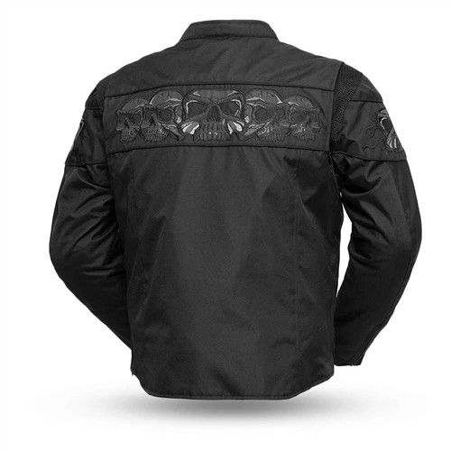 Men's Armored Textile Skull Motorcycle Jacket – Leather Bound NJ