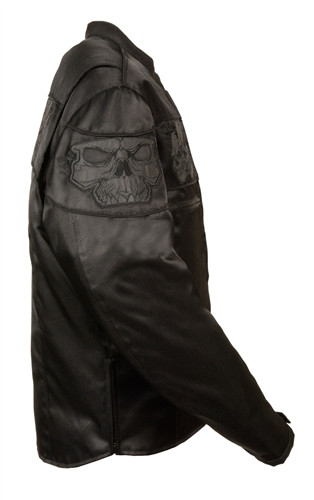 Men's Armored Textile Skull Motorcycle Jacket – Leather Bound NJ