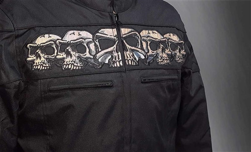 Men's Armored Textile Skull Motorcycle Jacket – Leather Bound NJ