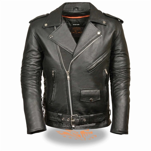 Classic Leather Motorcycle Jacket with Side Lace | Leather Bound NJ