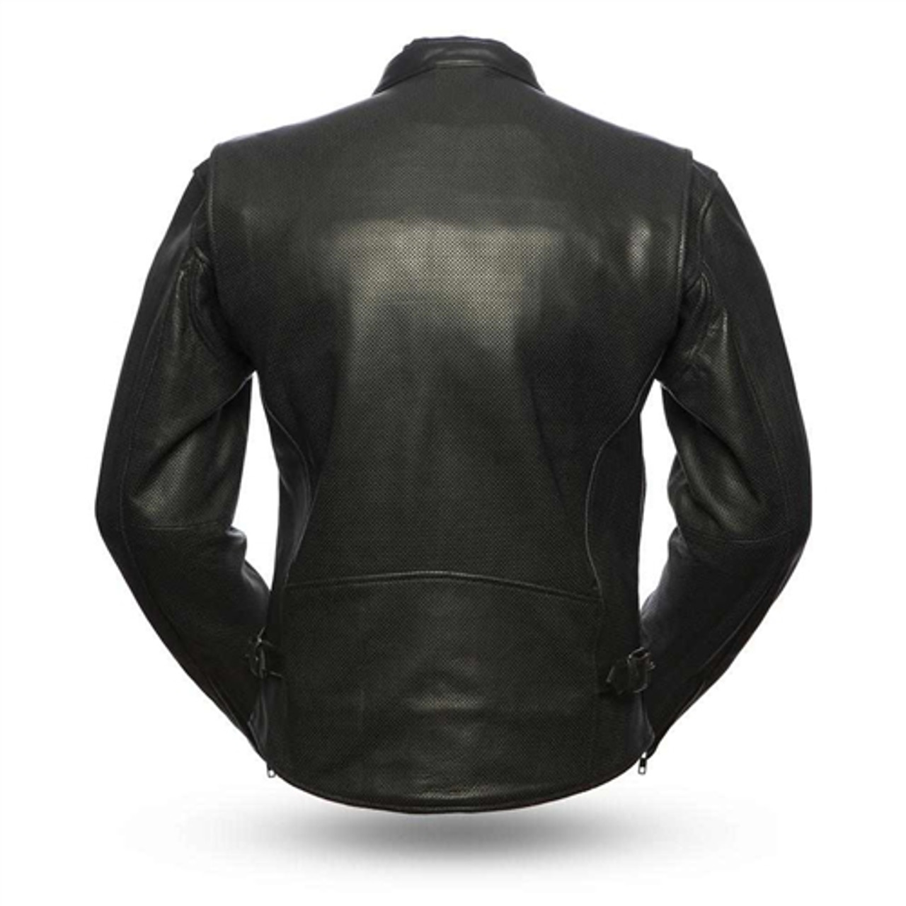 First Classics Men's Perforated Leather Motorcycle Jacket, Lightweight