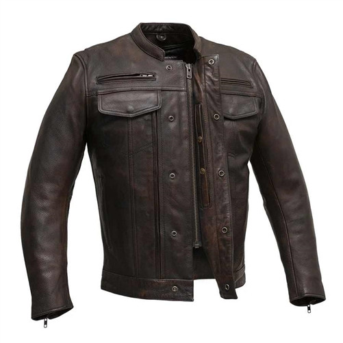 Men's Copper Leather Motorcycle Jacket | Raider | Leather Bound NJ