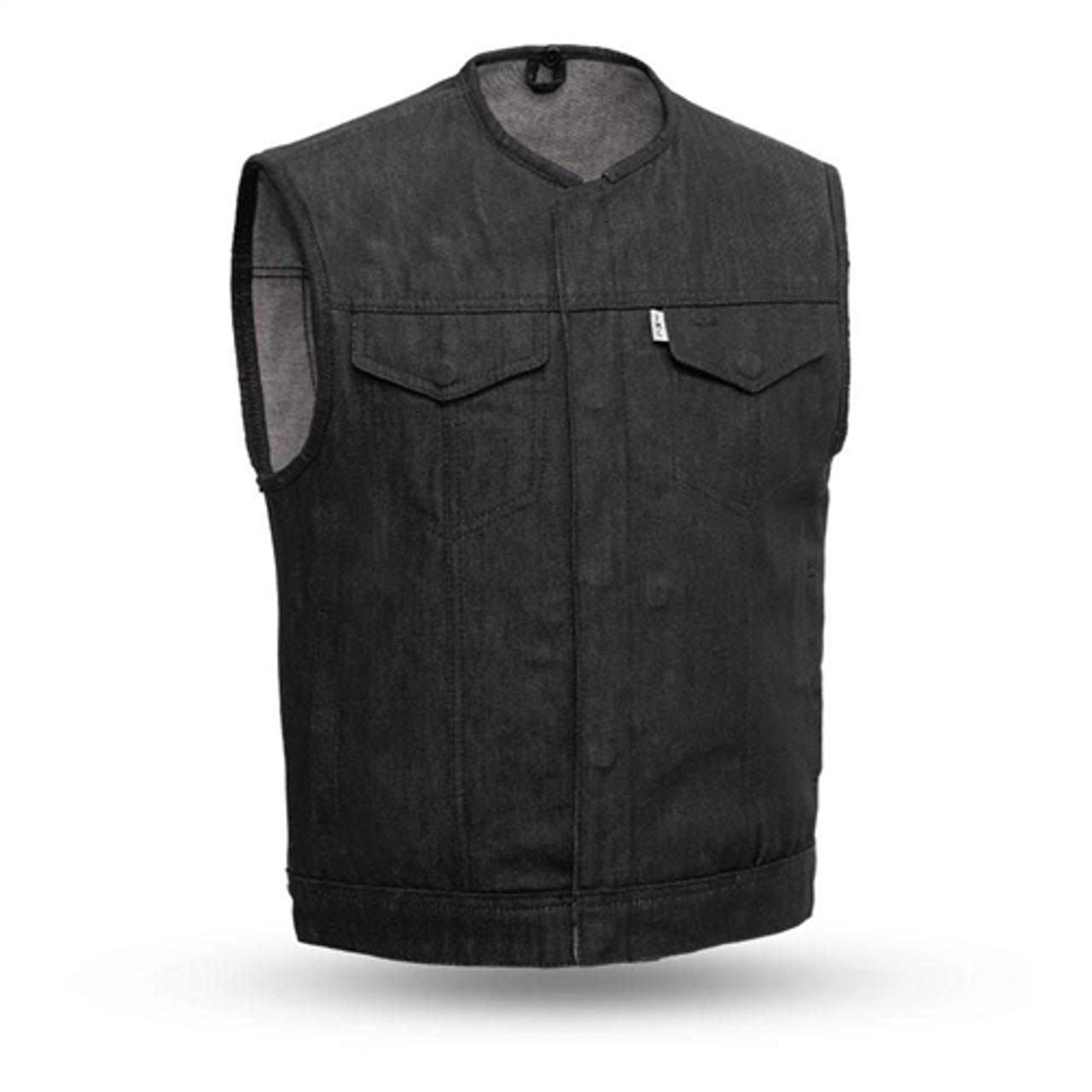 Dream Apparel Men's Black Denim Club Vest with Gun Pockets