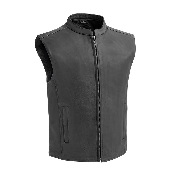 Men's Zip-Up Leather Motorcycle Vest by First MFG | Leather Bound NJ