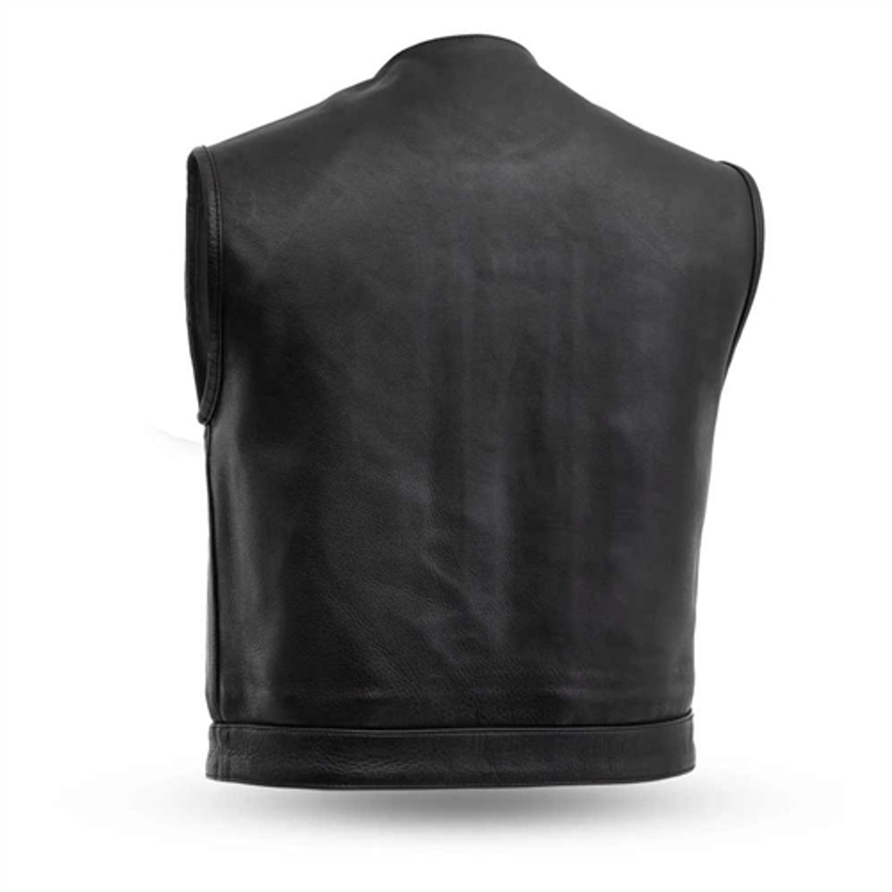 Platinum Leather Shorter Collarless Club Vest | Leather Bound NJ