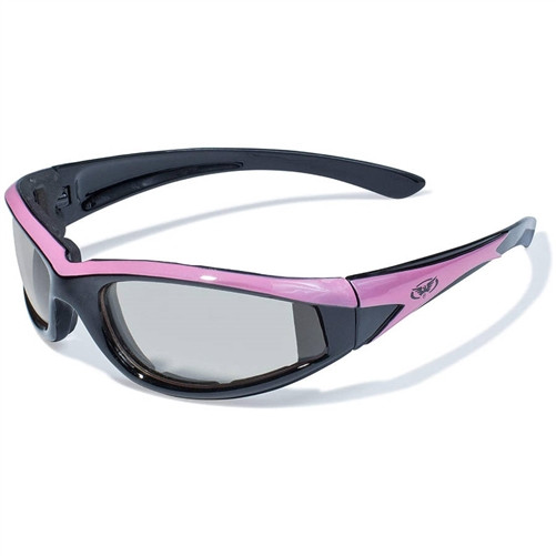 Women's Padded Transitional Biker Riding Glasses Pink & Black
