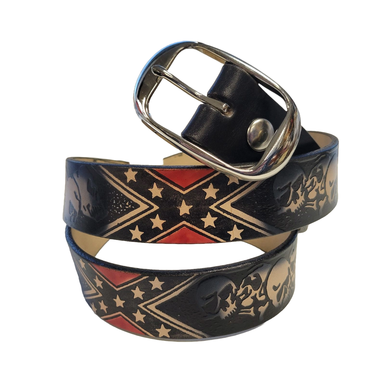 80s Rebel Confederate Flag Civil War Belt & Buckle 34 Vintage Western montana-silversmiths-rebel-  main image 2