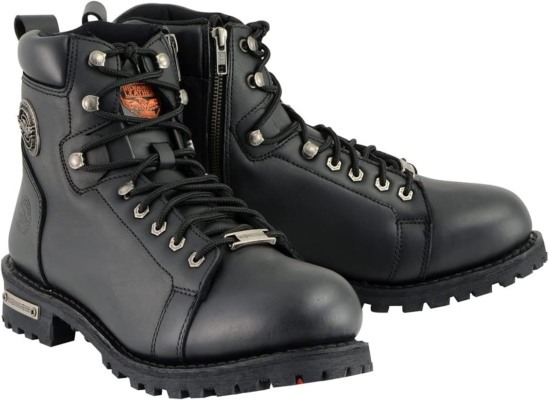 Milwaukee Leather Men's Biker Boots w/ Zipper | Leather Bound NJ