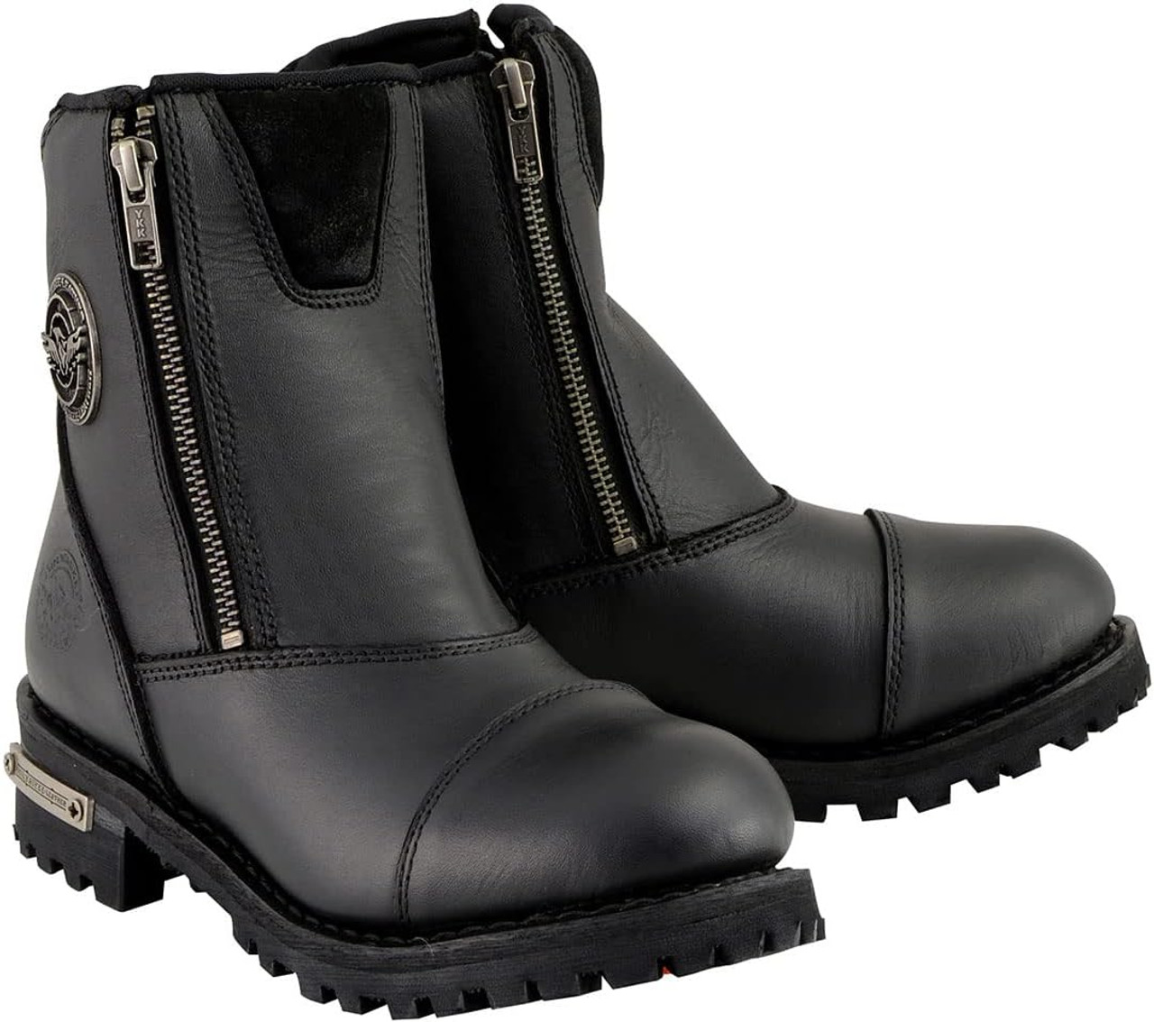 靴 real leather side zip boots Men's Side Zipper Leather Motorcycle Boots