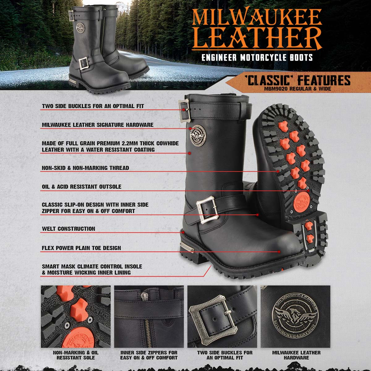 Milwaukee Leather Black Engineer Boots | Leather Bound NJ