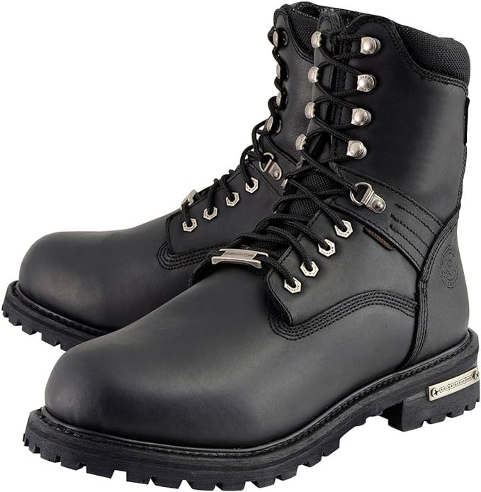Waterproof Milwaukee Leather Motorcycle Boots – Lace-Up Riding Boots