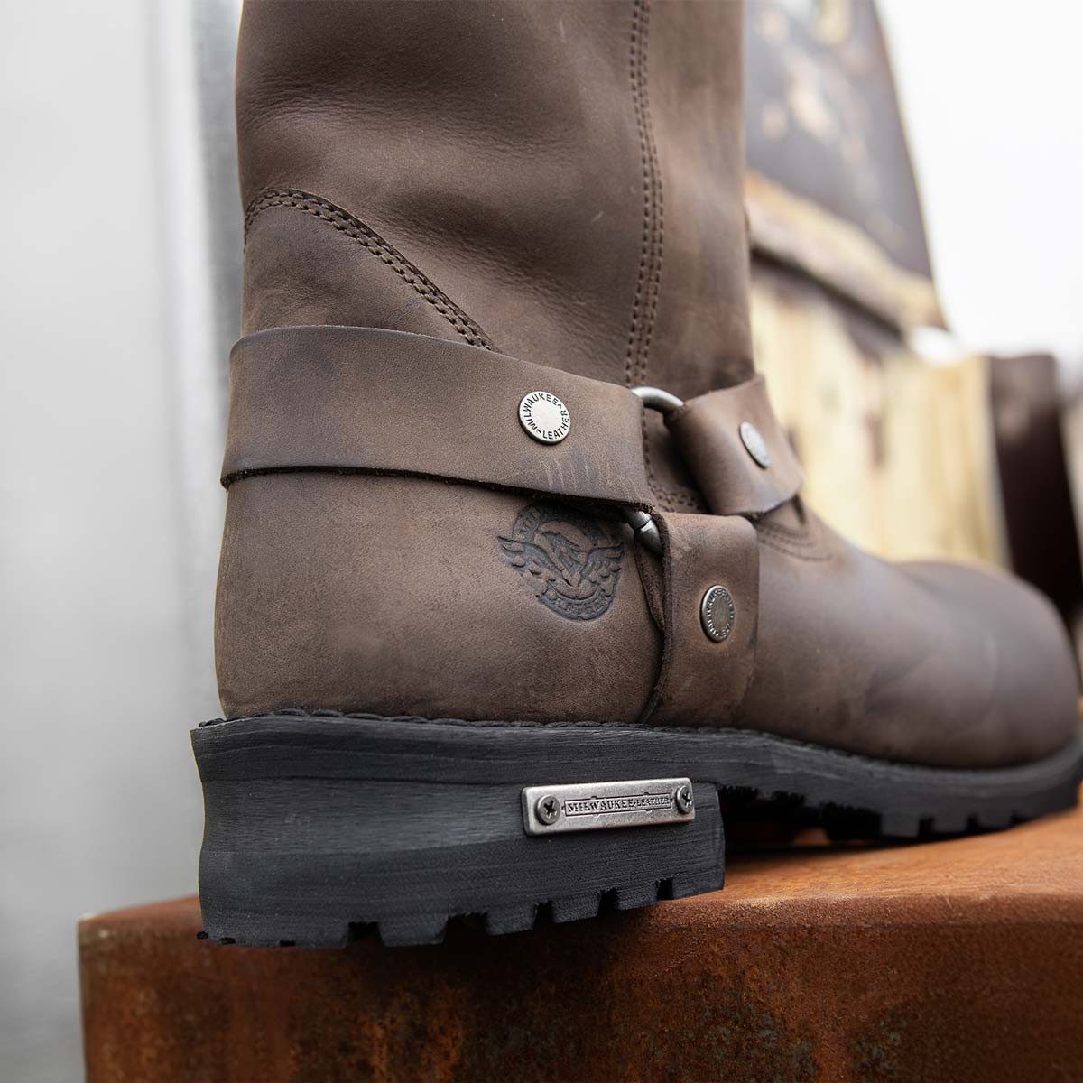 Milwaukee Leather Men’s Brown Two tone Pull On Motorcycle Harness Boots MBM9008 Milwaukee Leather Brown Men main image 2