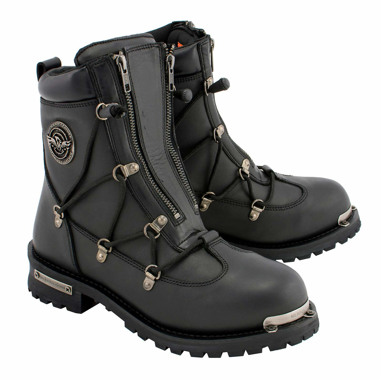 Men's Milwaukee Leather Motorcycle Boots with Twin Zippers