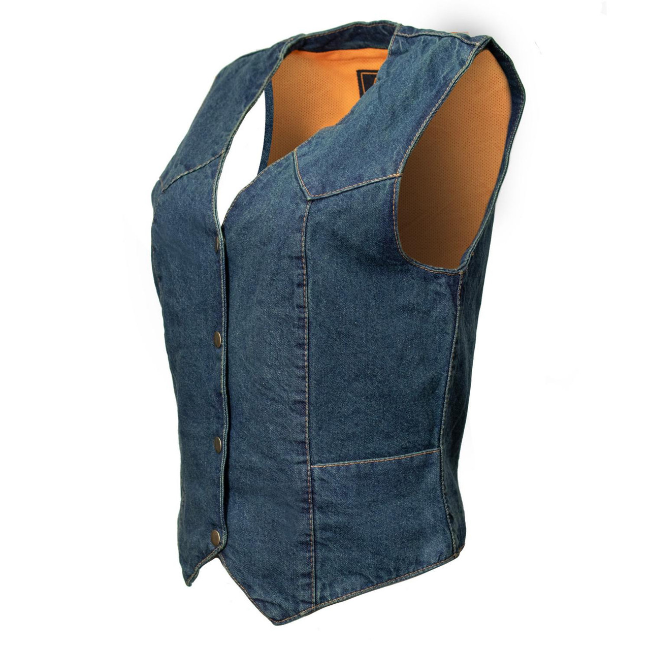 Women's Blue Denim Motorcycle Vest - Milwaukee Leather | Leather