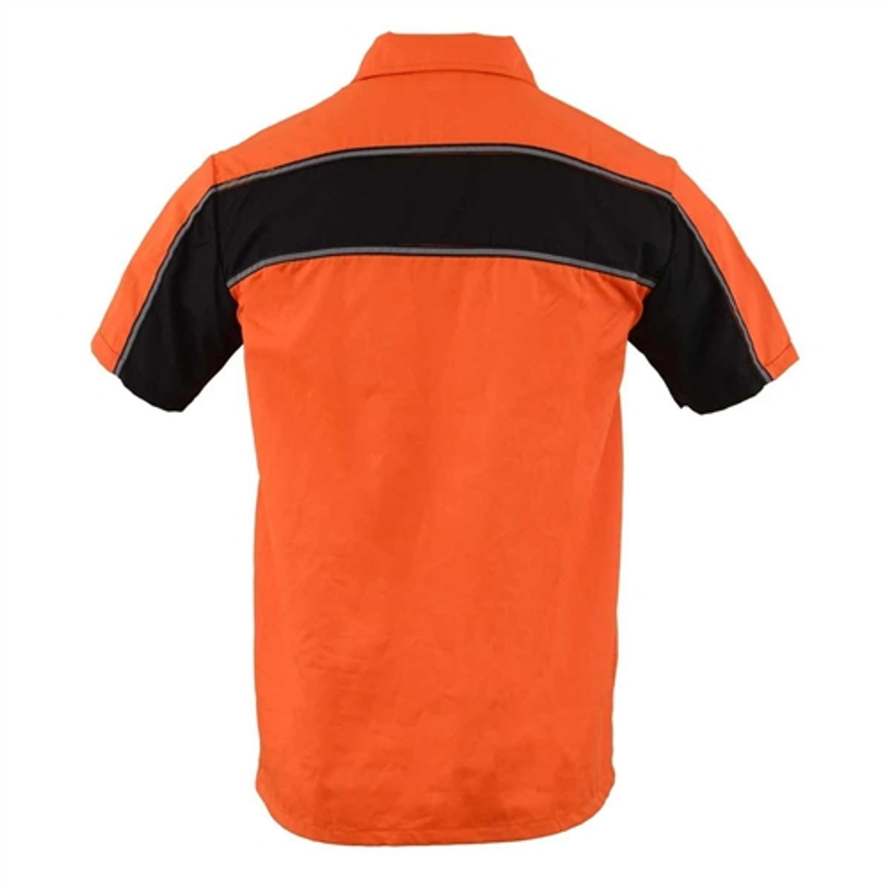 Men's Black & Orange Reflective Stripe Mechanic Shirt