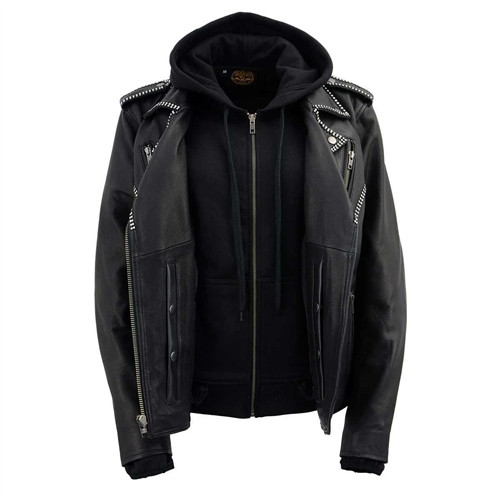 Milwaukee Leather Damen Lederjacke – Racer Style Mit Crinkled-Arm-Details In Schwarz/Rosa