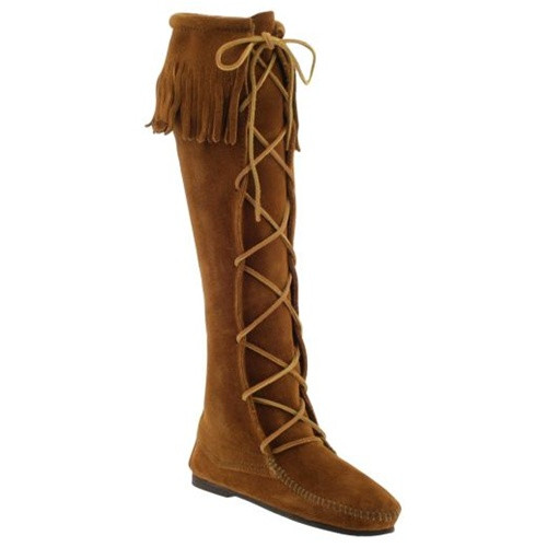 Knee Hi Fringe Boots Brown Suede 1422