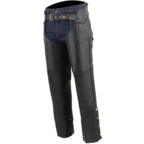 Milwaukee Leather Braided Motorcycle Chaps - Warm Riding Chaps for Cold ...