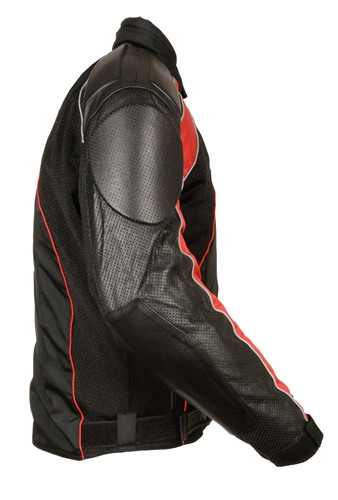 Red & Black Mesh Leather Body Armor Motorcycle Jacket