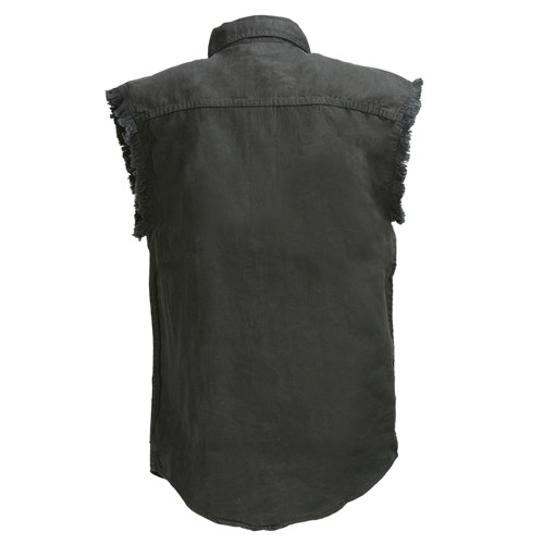 Black Denim Motorcycle Cut-Off Shirt | Milwaukee | Leather Bound NJ