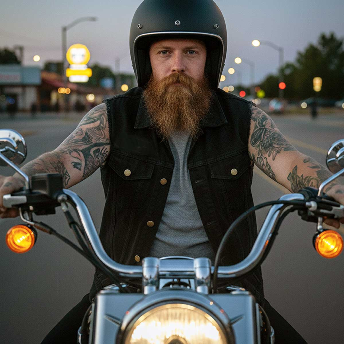 Milwaukee Black Denim Motorcycle Vest with Collar – Biker Vest for Men