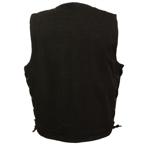Milwaukee Leather Men's Black Denim Motorcycle Vest with Side Lace