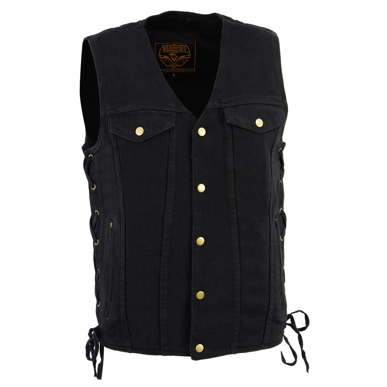 Milwaukee Leather Men's Black Denim Motorcycle Vest with