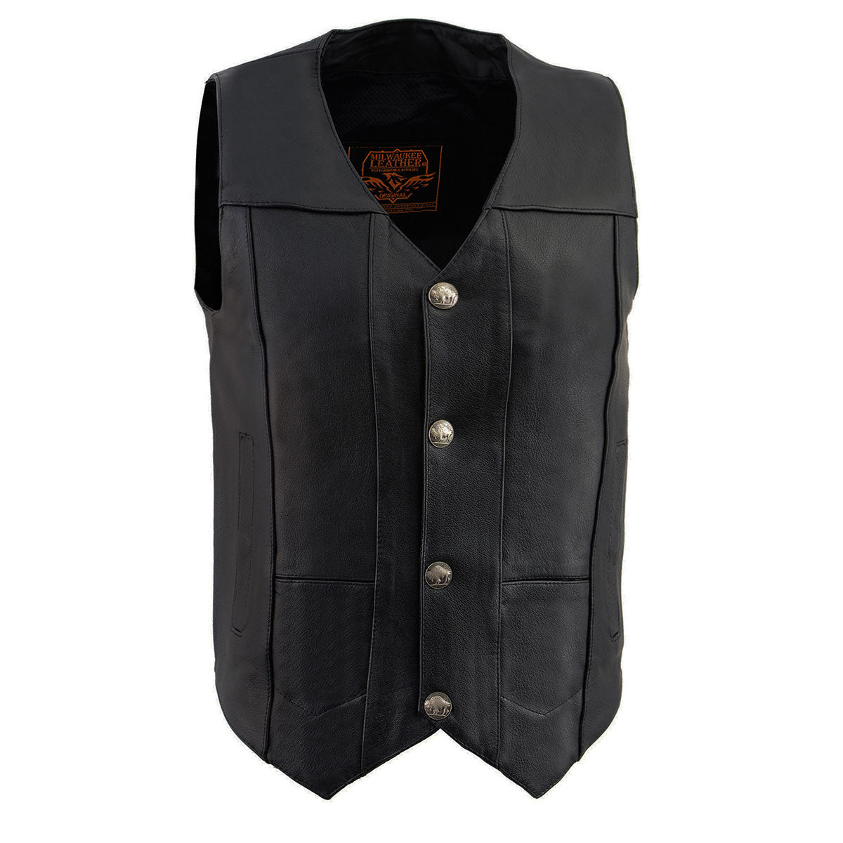 Buffalo Nickel Snaps Biker Vest by Milwaukee Leather | Leather
