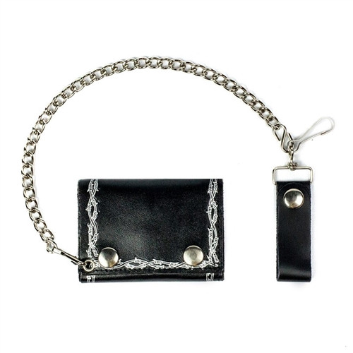 Barbed Wire Biker Chain Wallet | USA Made | Leather Bound NJ