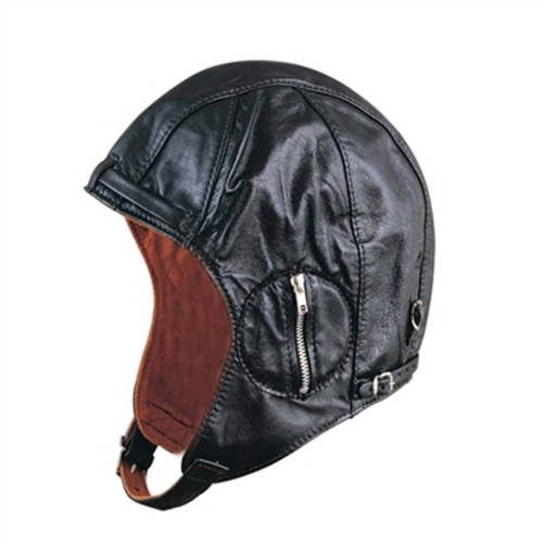 WWII Style Aviator Leather Hat – Vintage Motorcycle Pilot Cap