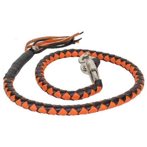 Black & Orange Get Back Whip with Quick Release | Leather Bound NJ