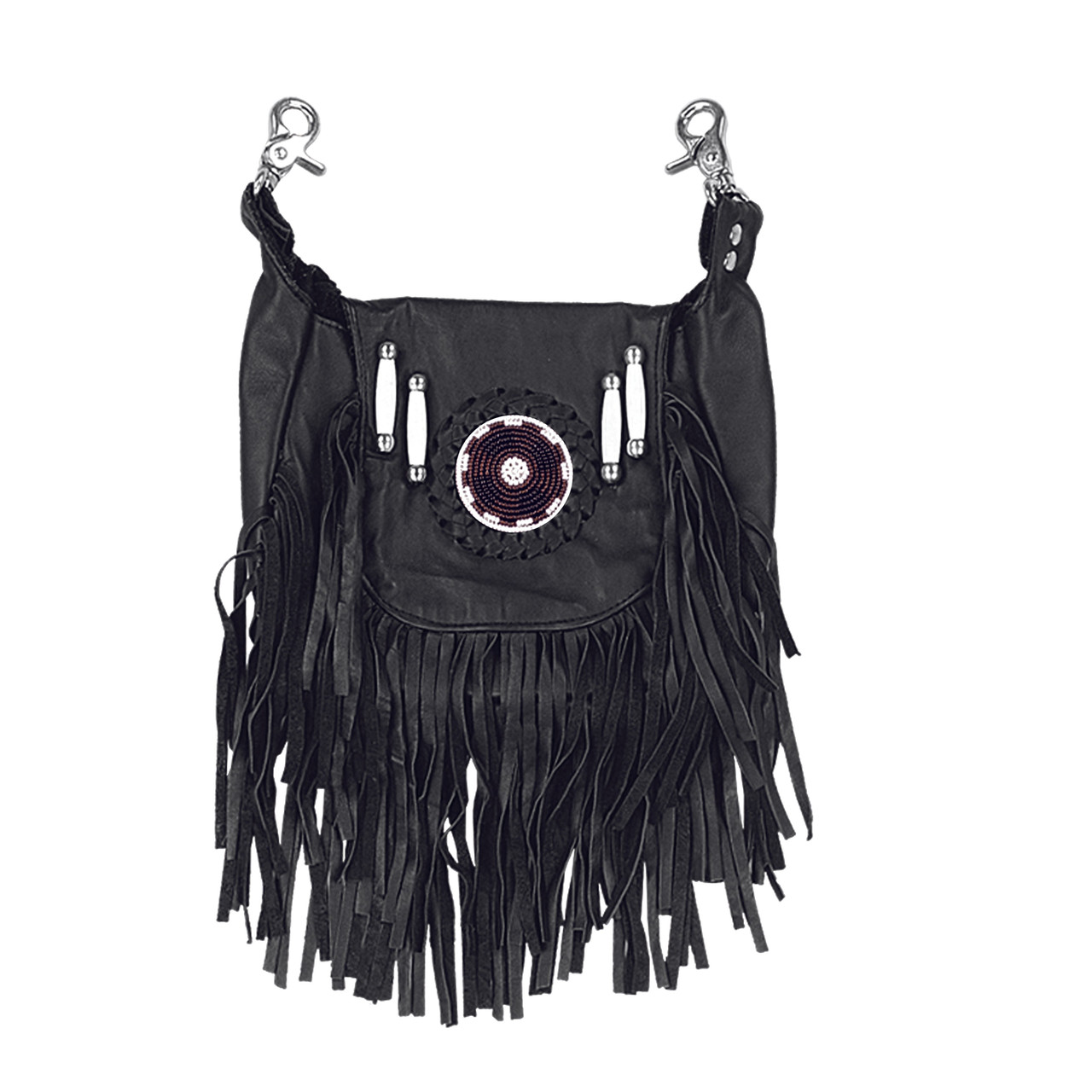 Daytona Beach Bike Week 2018 Genuine Leather Fringe Hip Belt Bag USA WG73-8194 Wrangler Fringe Fanny Pack Belt Bag Sling Bag  main image 2