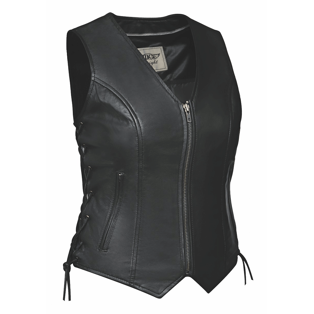 Zipper Front Black Motorcycle Vest