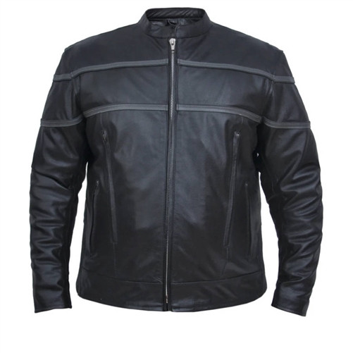 Men's Silver Striped Racer Motorcycle Jacket | Unik | Leather Bound NJ