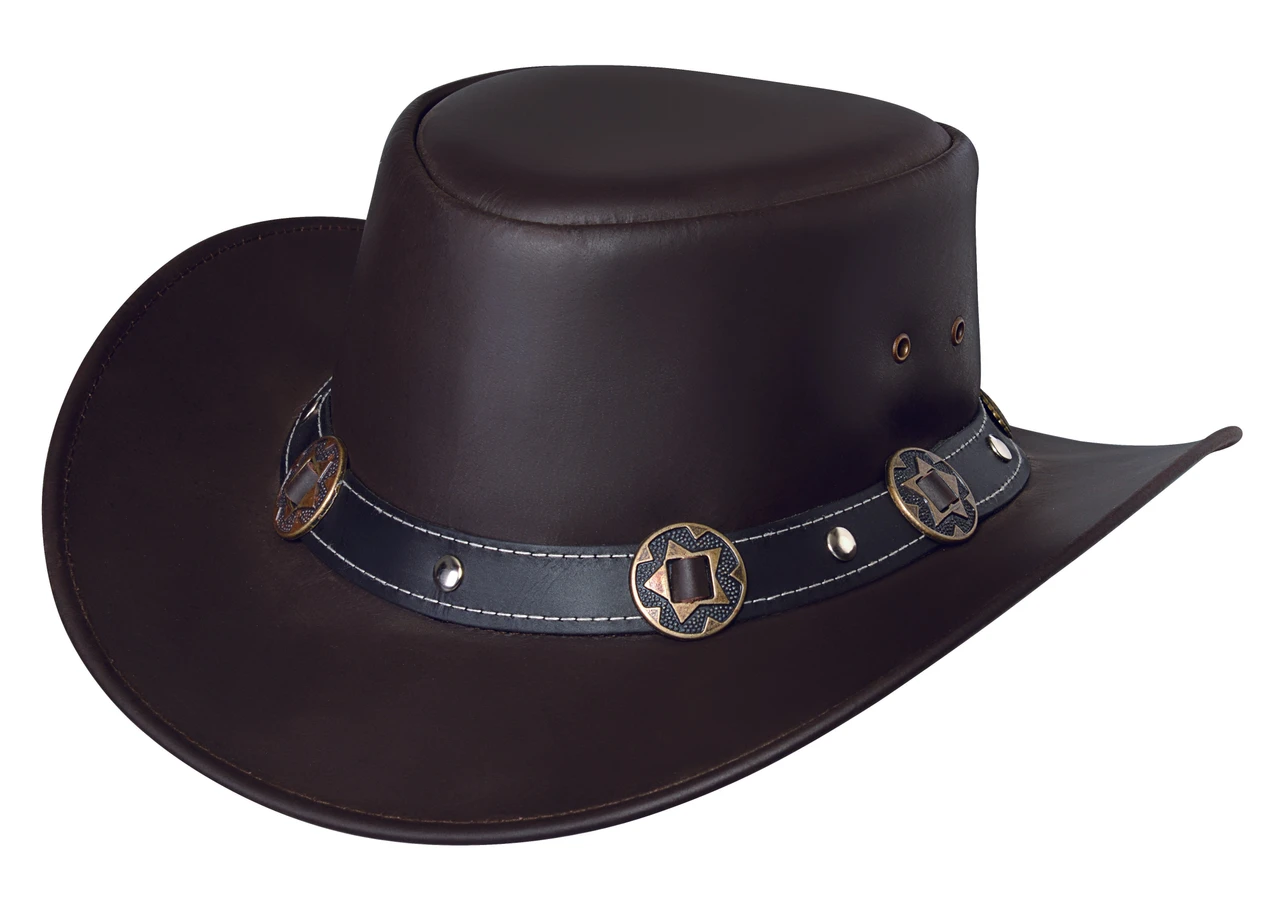 Brown Leather Wide-Brim Hat Lone Wolf Hat - Wide Brim Leather – Conner Hats main image 3