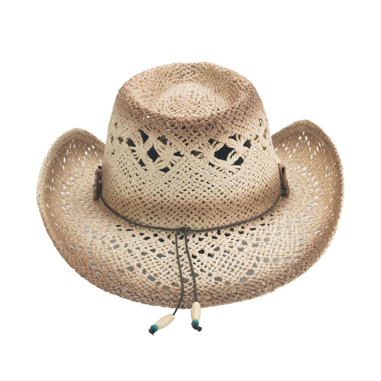 Vented Straw Western Hat with Turquoise Beaded Band  display picture 2