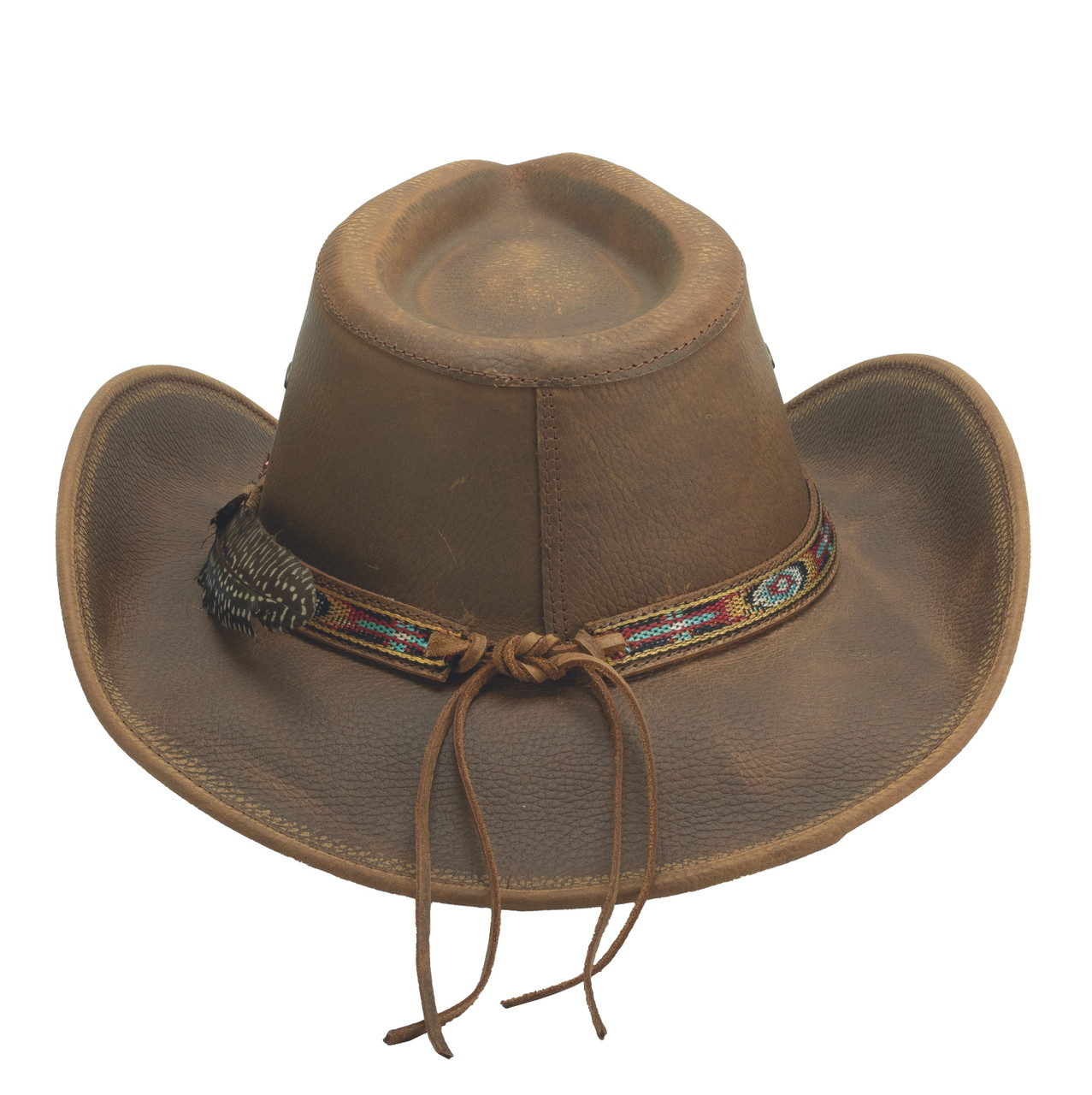 Brown Cowboy Hat with Leather Material and Decorative Band Brown Leather Cowboy Hat – Western Australian Style  main image 2