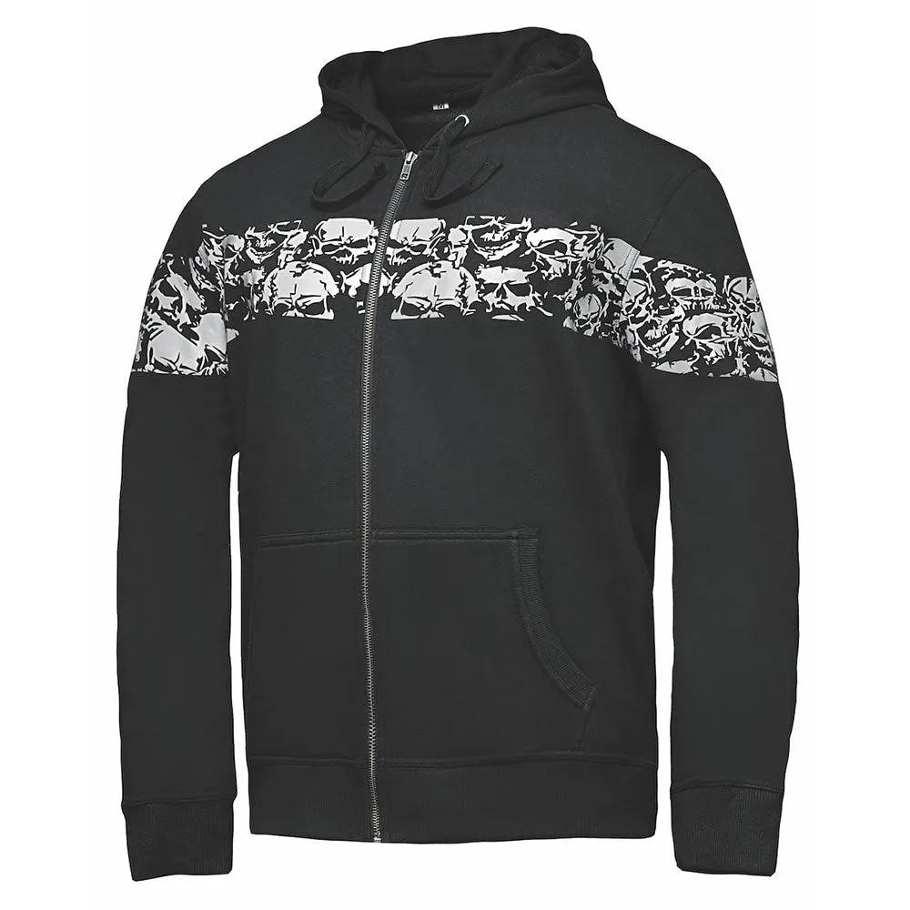 Reflective Skulls Zip-Up Biker Hoodie | High Visibility Motorcycle