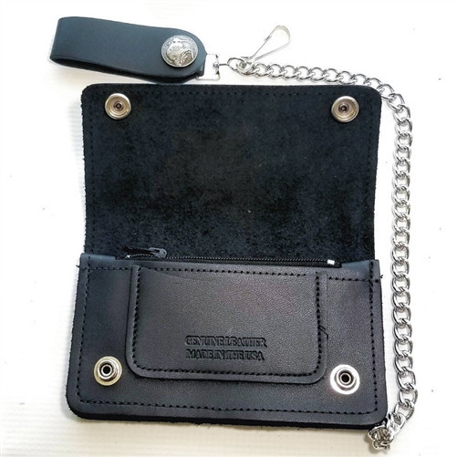 Buffalo Nickel Snap Leather Chain Wallet 7″ | Genuine Leather