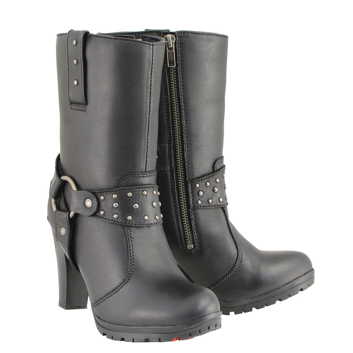 Milwaukee Leather High Heel Biker Boots - Main Image
