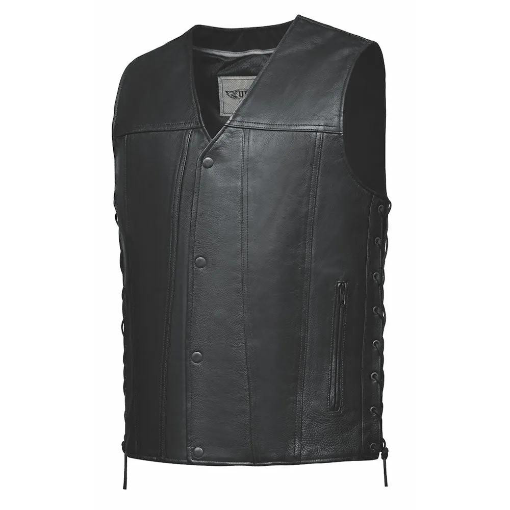 UNIK Rifleman Leather Motorcycle Vest – Men's Cowhide Biker Vest